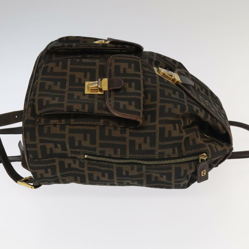 【日本直送】FENDI Zucca帆布雙肩包 棕色 黑色 金色 正品 91551V-2