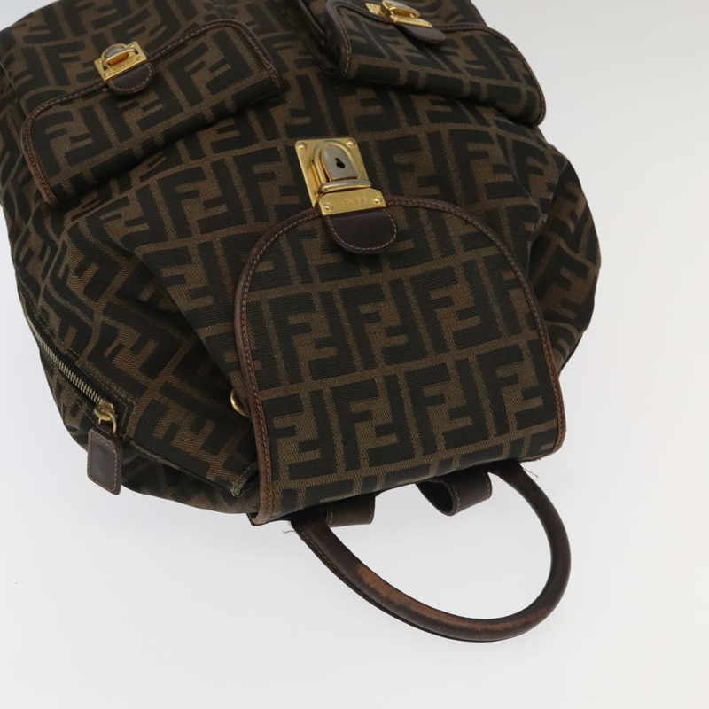 【日本直送】FENDI Zucca帆布雙肩包 棕色 黑色 金色 正品 91551V-5