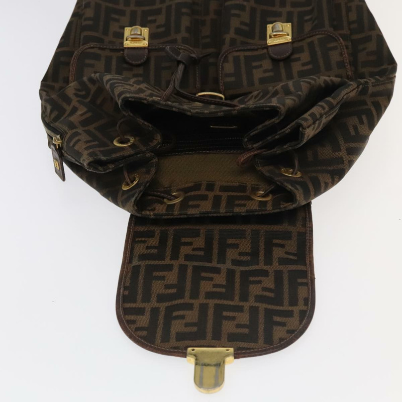 【日本直送】FENDI Zucca帆布雙肩包 棕色 黑色 金色 正品 91551V-19