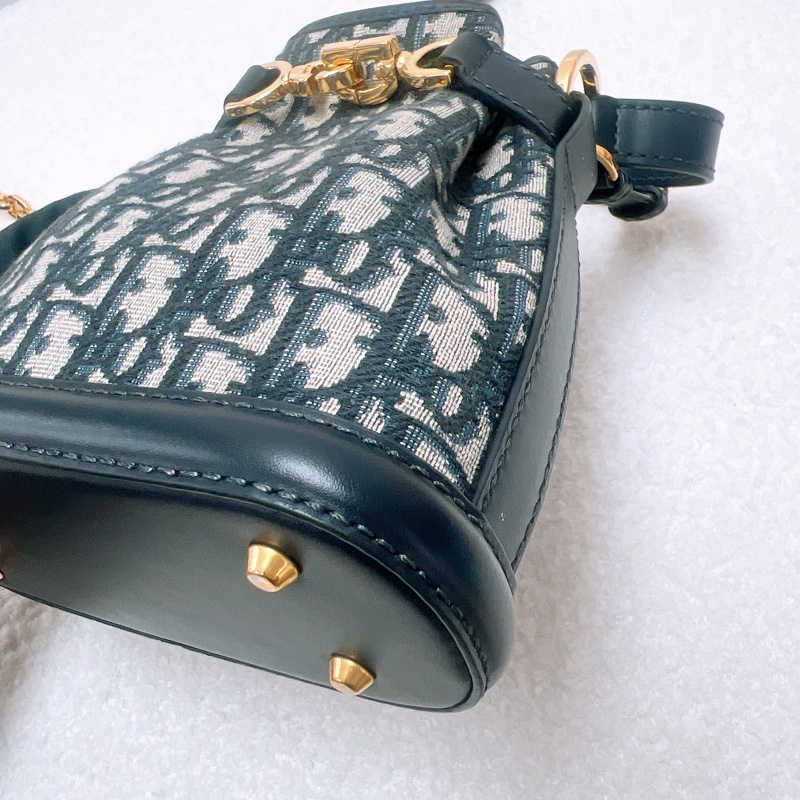 Dior c’est dior 藍色老花小號水桶斜挎包-4