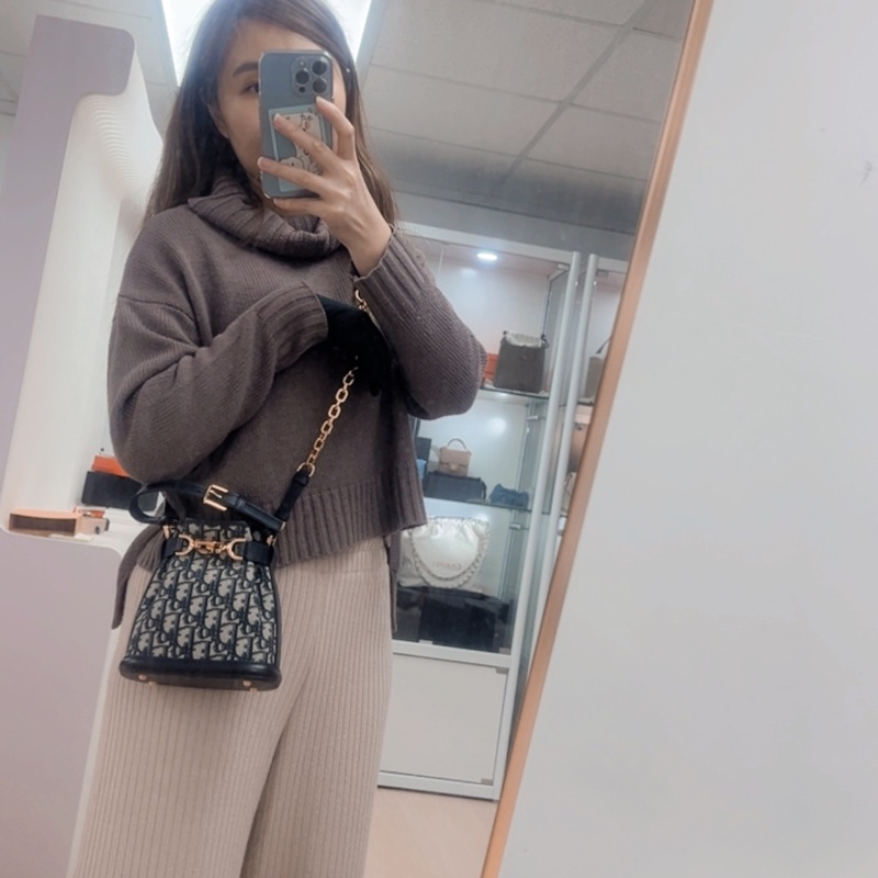 Dior c’est dior 藍色老花小號水桶斜挎包-16