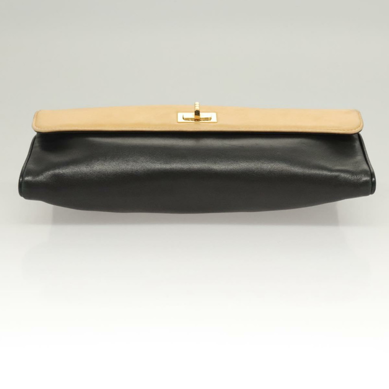 【日本直送】香奈兒 Choco Bar 手提包，羊皮，米色/黑色，CC 標誌，貨號 123516V-4