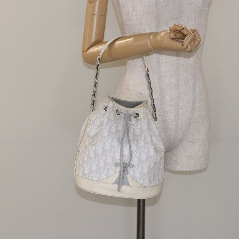 【日本直送】Christian Dior Trotter帆布浪漫單肩包 PVC 白色銀色 正品 133156V-21