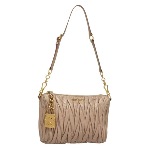 Miu Miu Matelasse 單肩包 皮革 粉紅色 金 正品 133370V