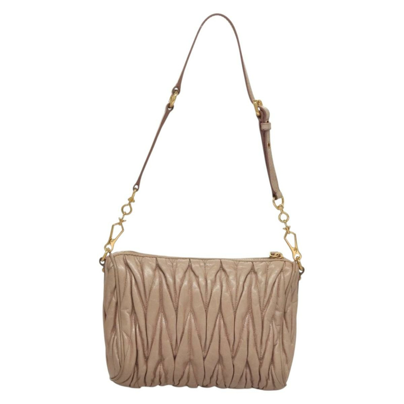 【日本直送】Miu Miu Matelasse 單肩包 皮革 粉紅色 金 正品 133370V-1