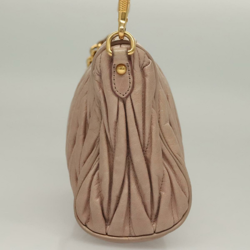 【日本直送】Miu Miu Matelasse 單肩包 皮革 粉紅色 金 正品 133370V-2