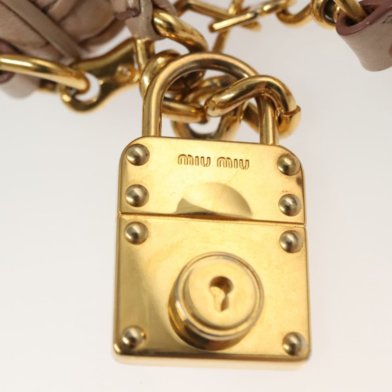 【日本直送】Miu Miu Matelasse 單肩包 皮革 粉紅色 金 正品 133370V-9