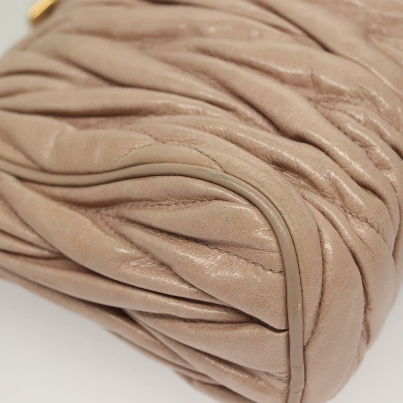 【日本直送】Miu Miu Matelasse 單肩包 皮革 粉紅色 金 正品 133370V-15