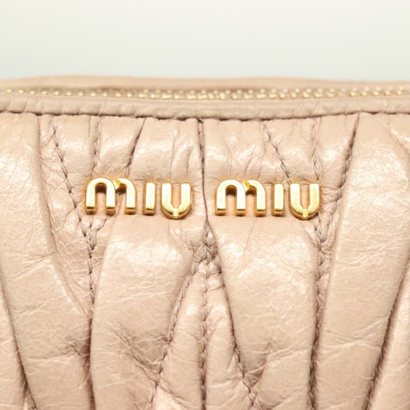 【日本直送】Miu Miu Matelasse 單肩包 皮革 粉紅色 金 正品 133370V-17
