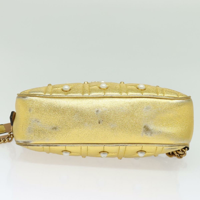 【日本直送】GUCCI GG Marmont 小號相機包 鏈條包 皮革 金色 447632 正品 138001V-4