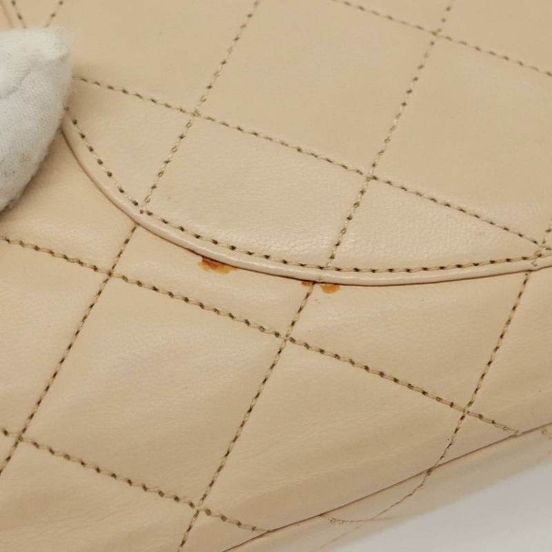 【日本直送】香奈兒 (CHANEL) Matelasse Paris Only 雙蓋鏈條包 米色皮革 CC Auth bs29364V-2