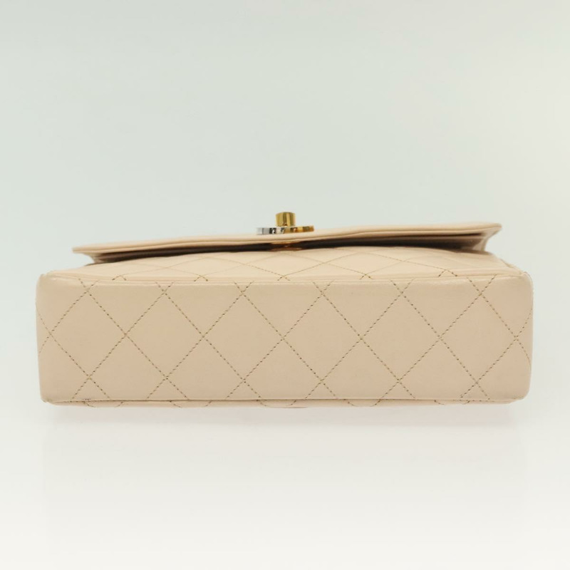 【日本直送】香奈兒 (CHANEL) Matelasse Paris Only 雙蓋鏈條包 米色皮革 CC Auth bs29364V-6