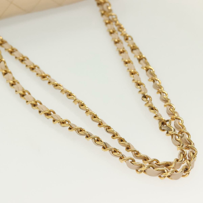 【日本直送】香奈兒 (CHANEL) Matelasse Paris Only 雙蓋鏈條包 米色皮革 CC Auth bs29364V-8
