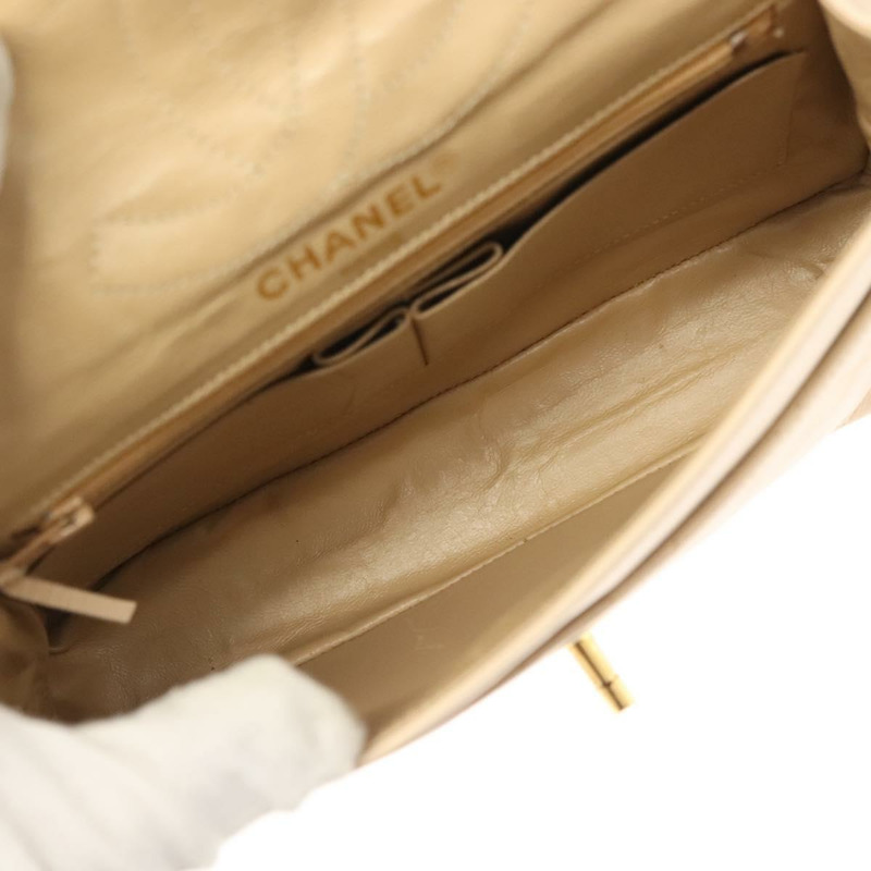 【日本直送】香奈兒 (CHANEL) Matelasse Paris Only 雙蓋鏈條包 米色皮革 CC Auth bs29364V-11