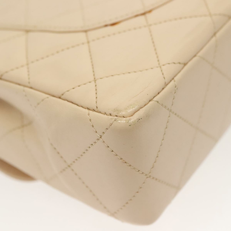 【日本直送】香奈兒 (CHANEL) Matelasse Paris Only 雙蓋鏈條包 米色皮革 CC Auth bs29364V-16