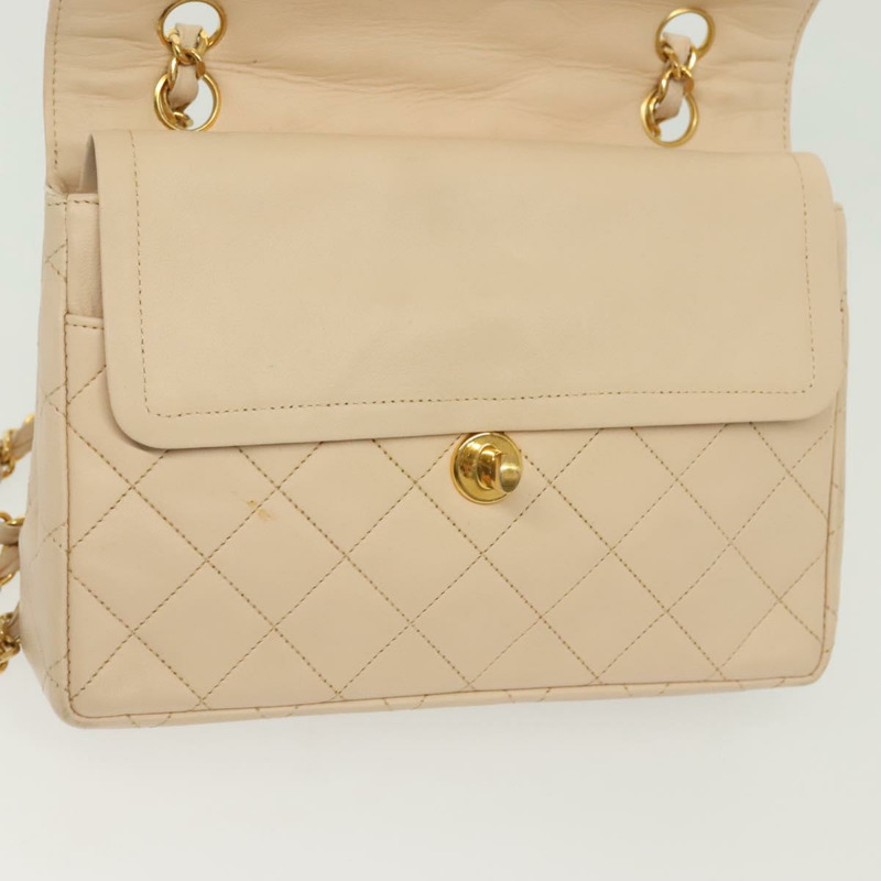 【日本直送】香奈兒 (CHANEL) Matelasse Paris Only 雙蓋鏈條包 米色皮革 CC Auth bs29364V-20