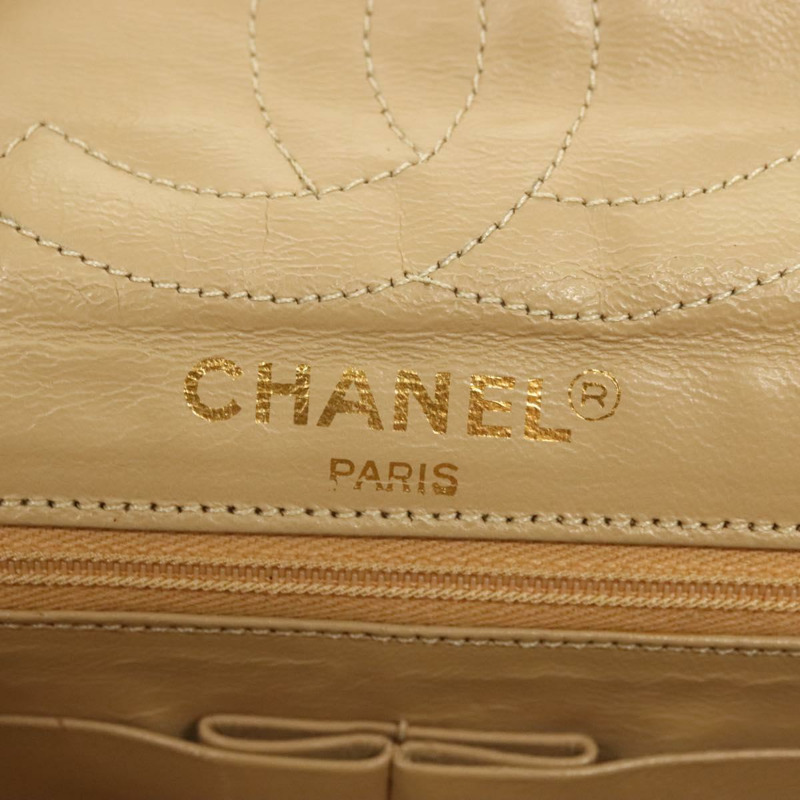 【日本直送】香奈兒 (CHANEL) Matelasse Paris Only 雙蓋鏈條包 米色皮革 CC Auth bs29364V-23