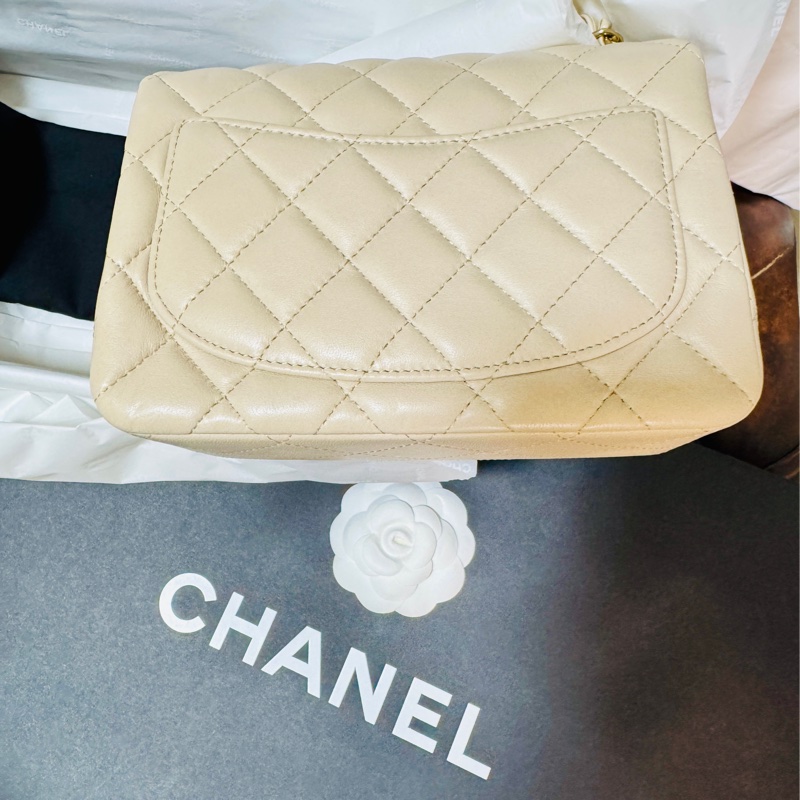 全新法國購入正品 CHANEL 香奈兒 經典迷你口蓋包 mini flap bag 17cm 方胖 側背包 斜背包 全配有購證-11