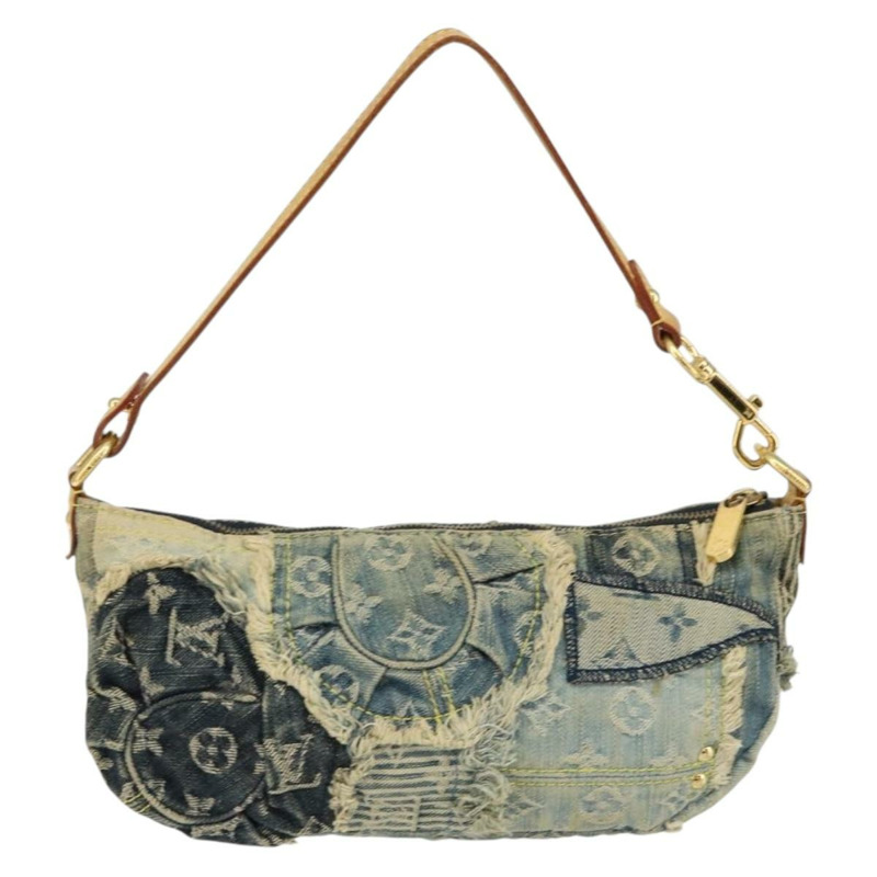 【日本直送】路易威登 Monogram Denim Pouch 肩背包 藍色 M95382 LV Auth ep11281V-1