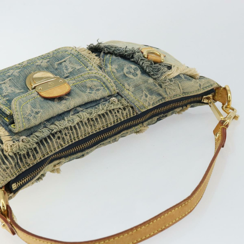 【日本直送】路易威登 Monogram Denim Pouch 肩背包 藍色 M95382 LV Auth ep11281V-5