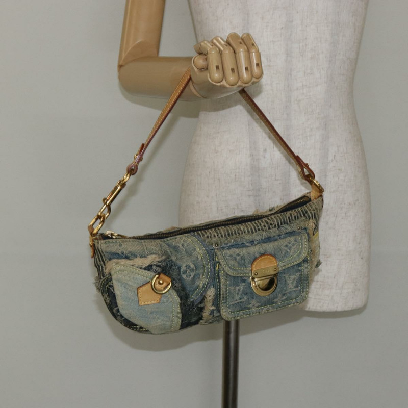 【日本直送】路易威登 Monogram Denim Pouch 肩背包 藍色 M95382 LV Auth ep11281V-23