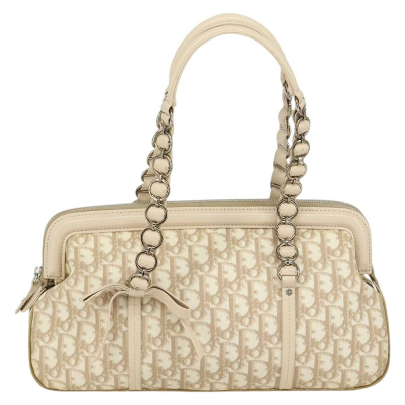 【日本直送】Christian Dior Trotter帆布浪漫手提包 PVC 米色銀色 正品 150070V-0
