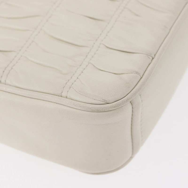 【日本直送】PRADA 褶皺鏈條單肩包 皮革 白色 金色 正品 153930V-15