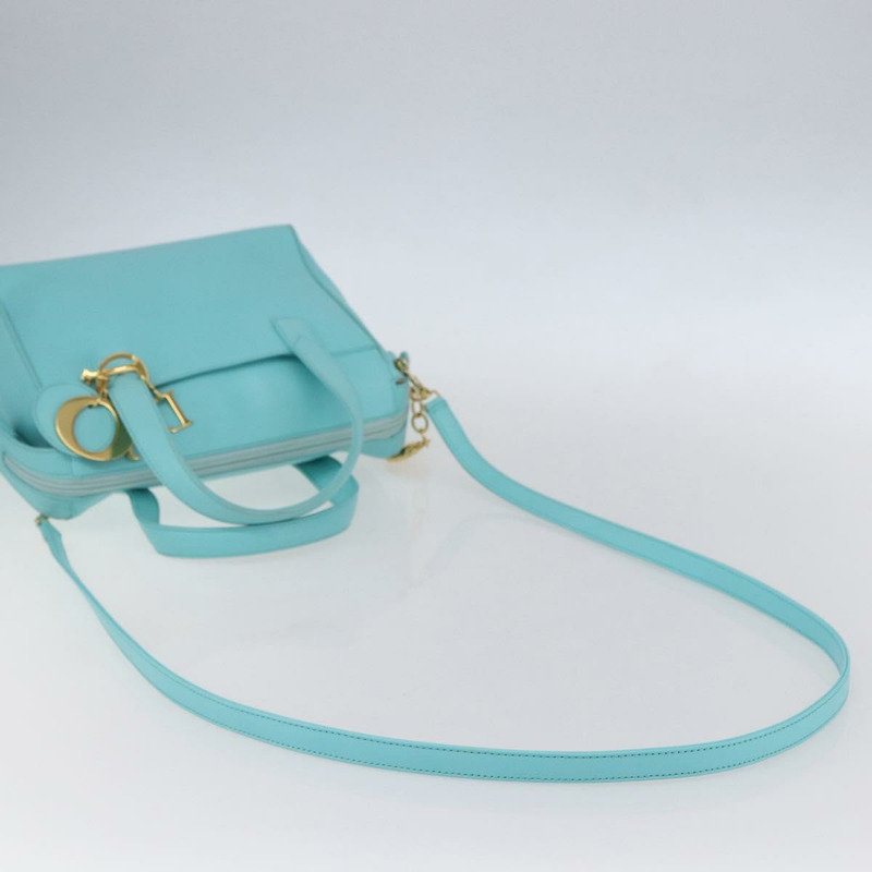 【日本直送】Christian Dior Micro 手提包 皮革 兩用 淺藍色 金色 正品 154733V-8