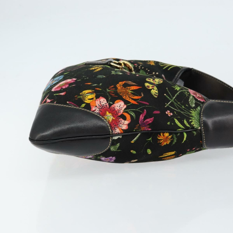 【日本直送】GUCCI Flora帆布單肩包 黑色 金色 153029 正品 156047V-2