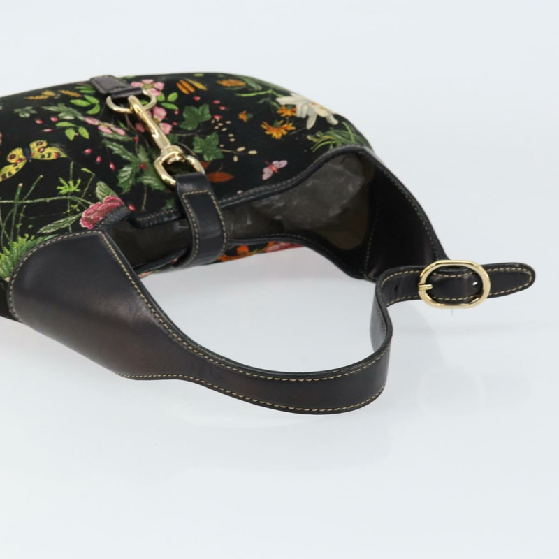 【日本直送】GUCCI Flora帆布單肩包 黑色 金色 153029 正品 156047V-6