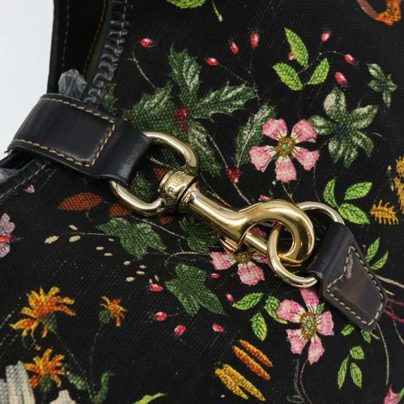 【日本直送】GUCCI Flora帆布單肩包 黑色 金色 153029 正品 156047V-17