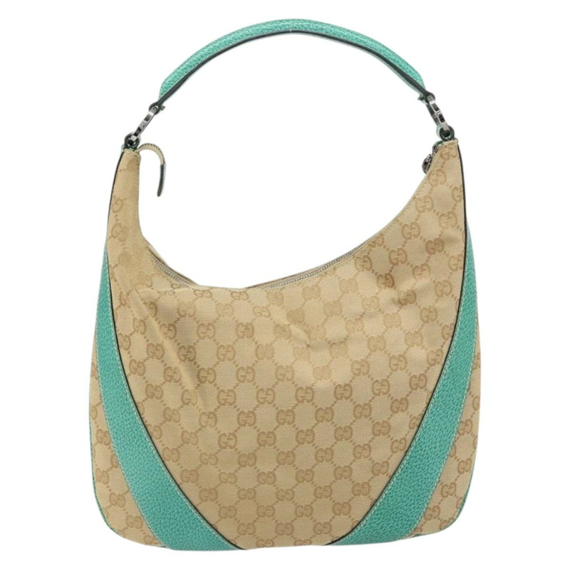 【日本直送】GUCCI GG帆布肩背包 米色 銀色 124357 正品 160861V-1