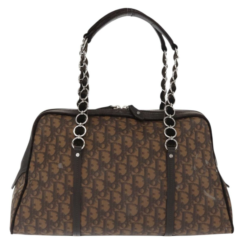 【日本直送】Christian Dior Romantic Trotter帆布手提包 PVC棕色銀色 正品 160136V-1