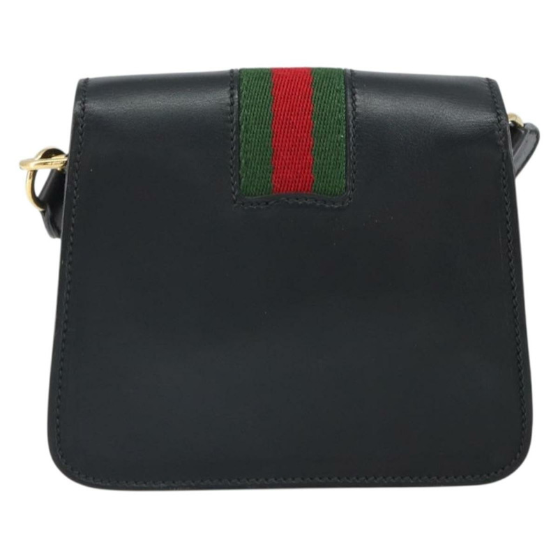 【日本直送】GUCCI Web Sherry Line 單肩包 皮革 黑色 紅色 007 1274 0230 Auth 162391V-1