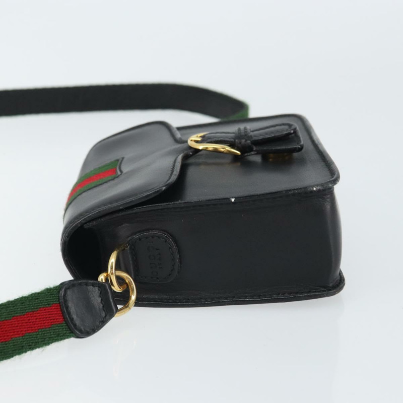 【日本直送】GUCCI Web Sherry Line 單肩包 皮革 黑色 紅色 007 1274 0230 Auth 162391V-3