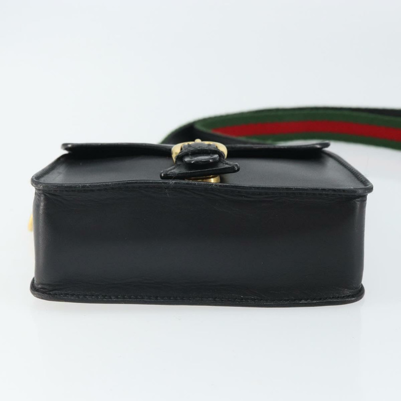 【日本直送】GUCCI Web Sherry Line 單肩包 皮革 黑色 紅色 007 1274 0230 Auth 162391V-4