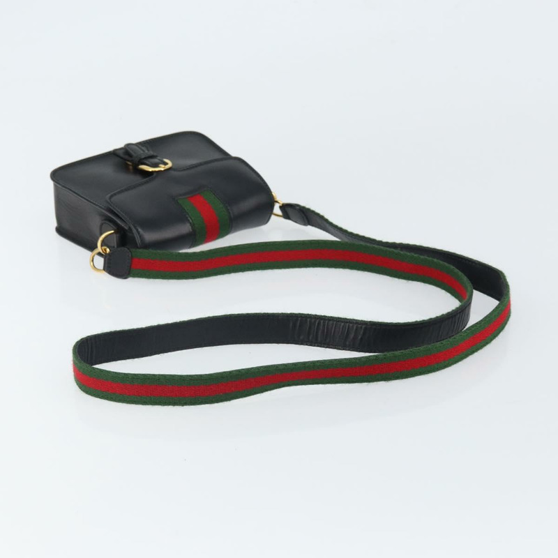 【日本直送】GUCCI Web Sherry Line 單肩包 皮革 黑色 紅色 007 1274 0230 Auth 162391V-6