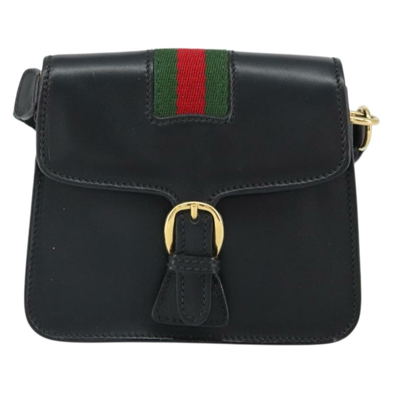 【日本直送】GUCCI Web Sherry Line 單肩包 皮革 黑色 紅色 007 1274 0230 Auth 162391V-12