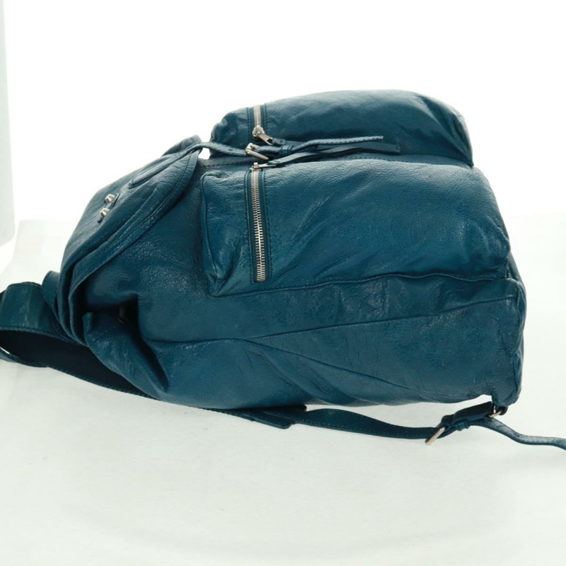 【日本直送】BALENCIAGA 皮革雙肩包 藍色 銀色 326404 正品 165396V-2