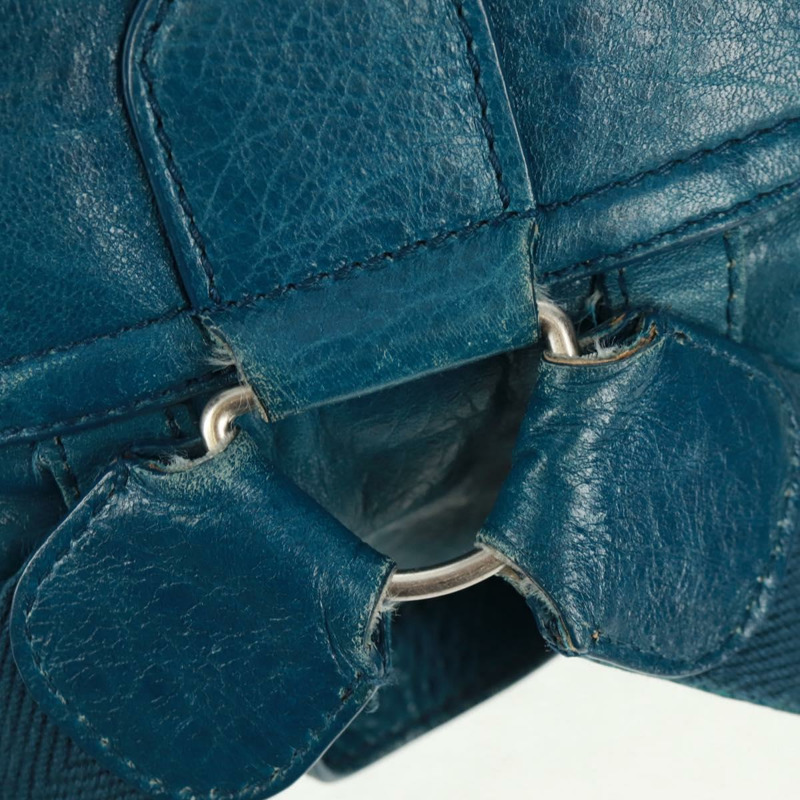 【日本直送】BALENCIAGA 皮革雙肩包 藍色 銀色 326404 正品 165396V-8