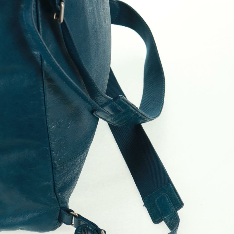【日本直送】BALENCIAGA 皮革雙肩包 藍色 銀色 326404 正品 165396V-15