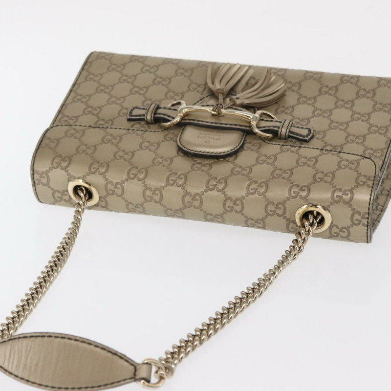 【日本直送】GUCCI GG帆布 Guccissima 鏈條馬銜扣包 皮革 米色 295402 正品 169035V-5