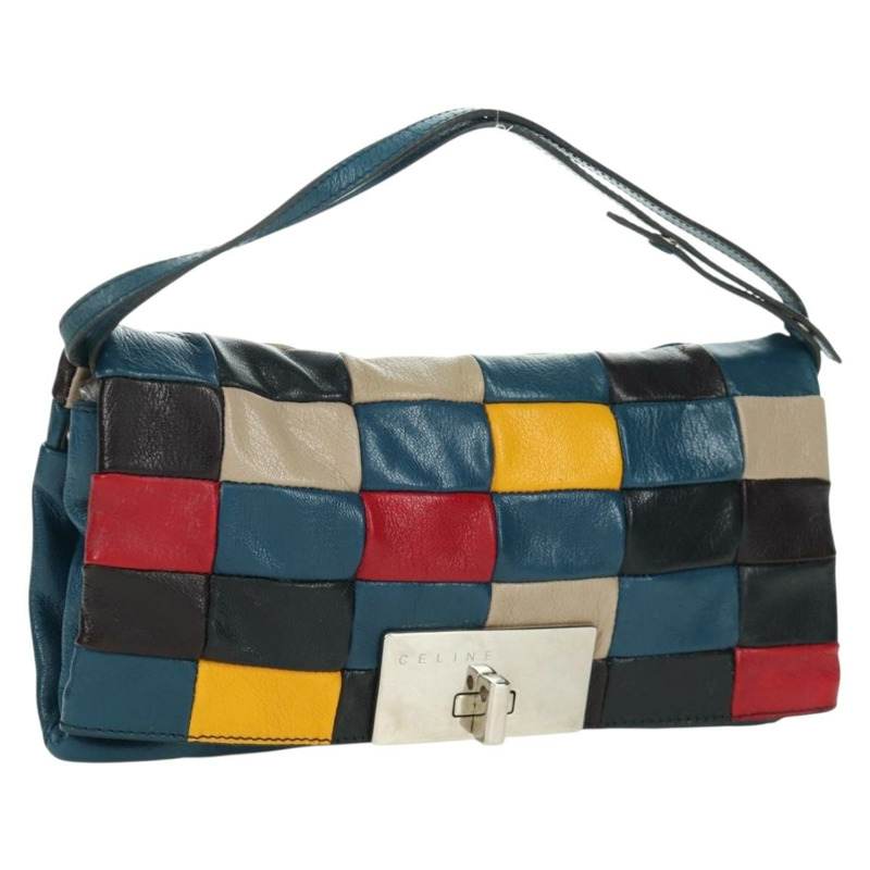 【日本直送】CELINE 皮革多色銀色單肩包 Auth 173632V-0