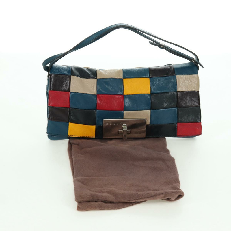 【日本直送】CELINE 皮革多色銀色單肩包 Auth 173632V-11
