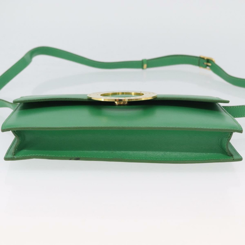 【日本直送】CELINE 圓形肩背包 皮革 綠色 金色 正品 LNZ294V-4