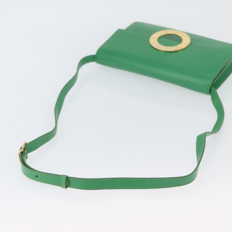 【日本直送】CELINE 圓形肩背包 皮革 綠色 金色 正品 LNZ294V-6