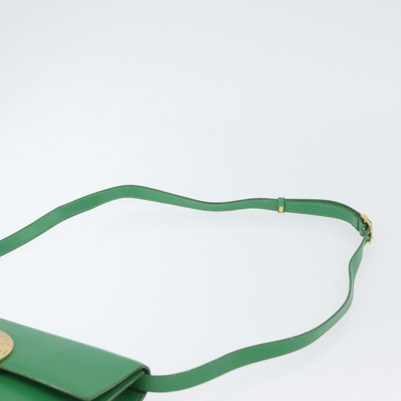 【日本直送】CELINE 圓形肩背包 皮革 綠色 金色 正品 LNZ294V-7