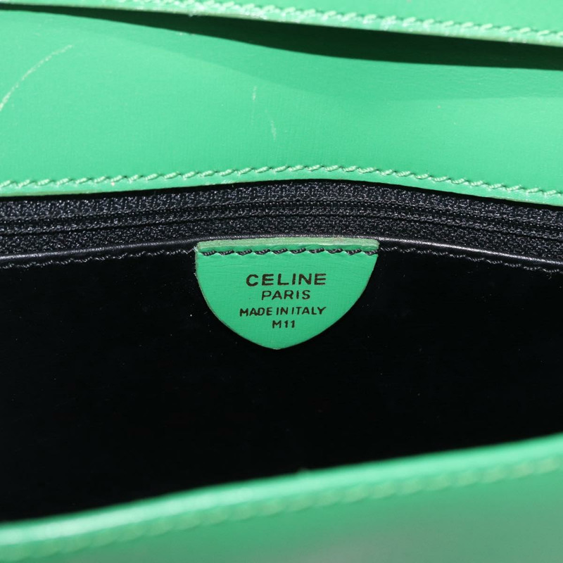 【日本直送】CELINE 圓形肩背包 皮革 綠色 金色 正品 LNZ294V-11