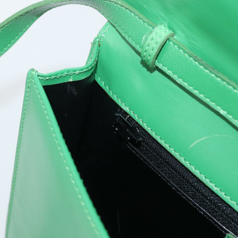 【日本直送】CELINE 圓形肩背包 皮革 綠色 金色 正品 LNZ294V-19