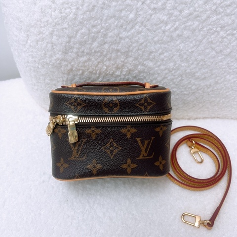 有肩帶 Lv nice nano 老花盒子包/化妝包